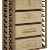 Rangement à caisses de vin en bois avec tablettes coulissantes