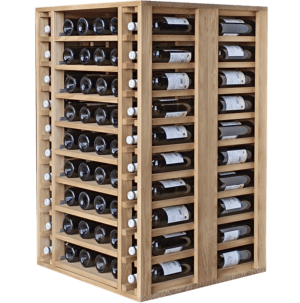 Rangement à bouteilles de vin en bois avec tablettes coulissantes